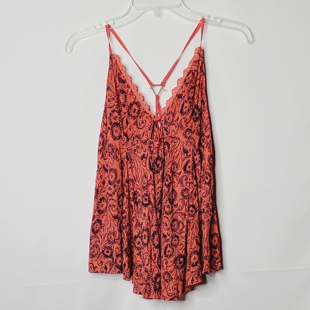 Free People strappy lace vneck flowy blouse sz S